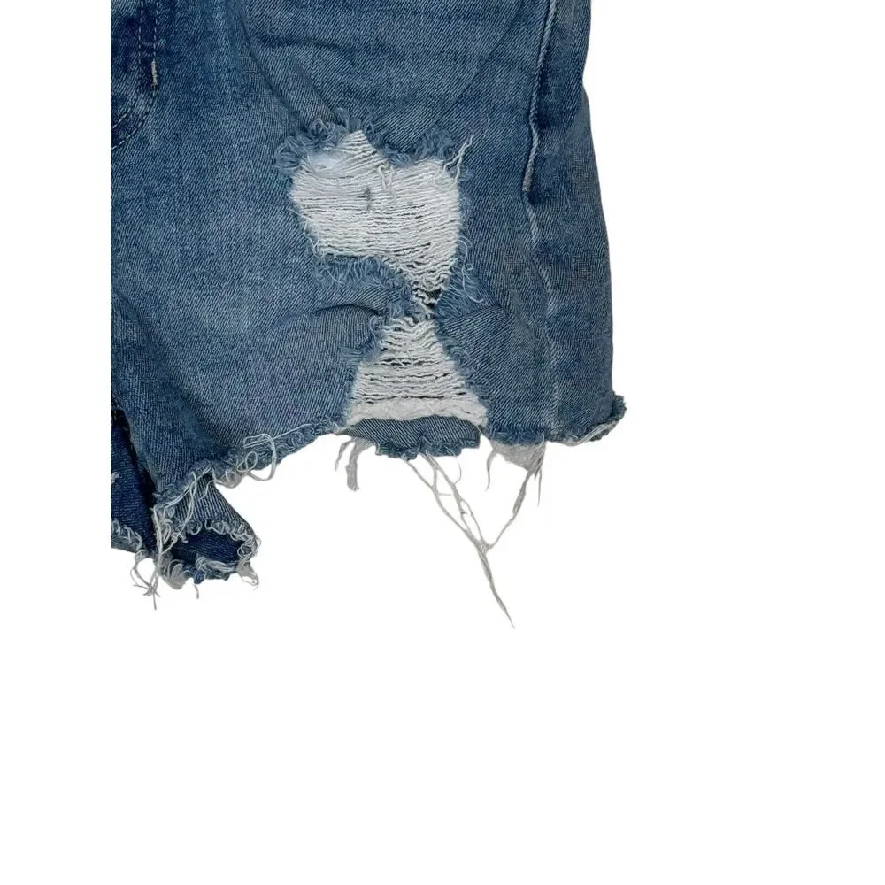Anthropologie Women's Shorts Button Fly Distressed‎ Distressed Raw Hem Denim 27 - Picture 2 of 10